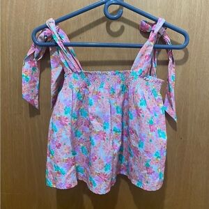 NWT Something navy top m new pink floral